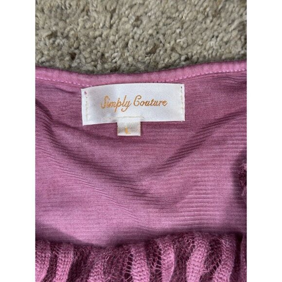 Womens Tunic Blouse Mauve Pink Floral Lace Cowl Asymmetric Fairy Lagenlook LARGE - Picture 4 of 13